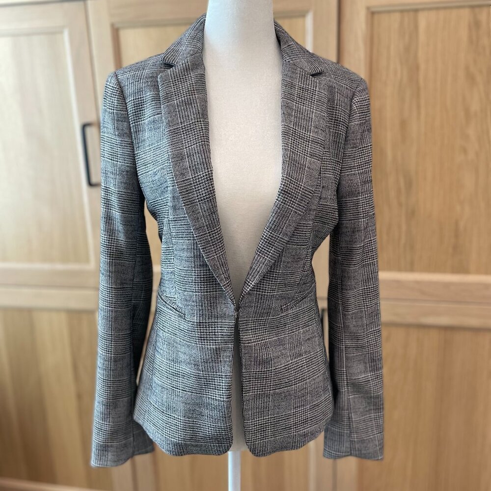 Fully Lined Gray Plaid Blazer- H & M